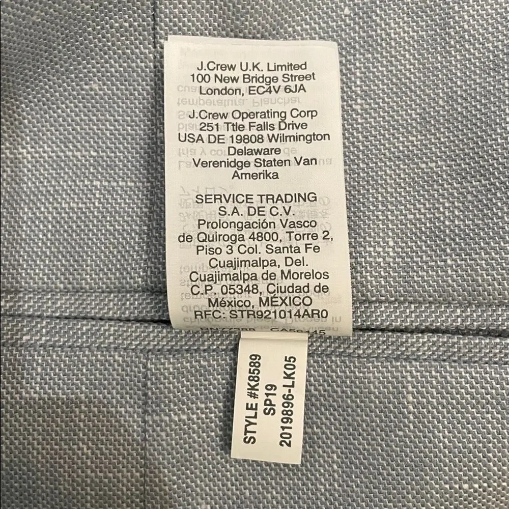 J. Crew Thompson Light Blue Linen Blend Blazer Mens Size 44 Unstructured K8590
